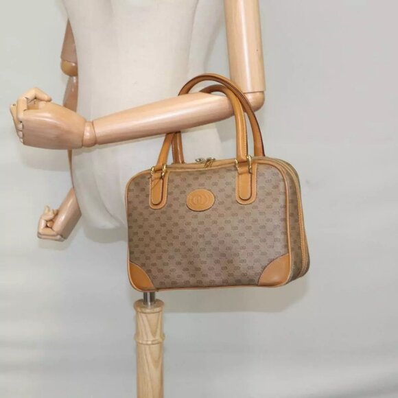 GUCCI Micro GG Supreme Hand Bag PVC Leather Beige Gold Authentic - Picture 1 of 16